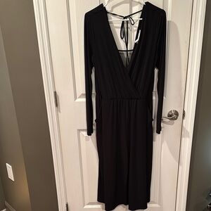 Black Tie Front Plunge Gown